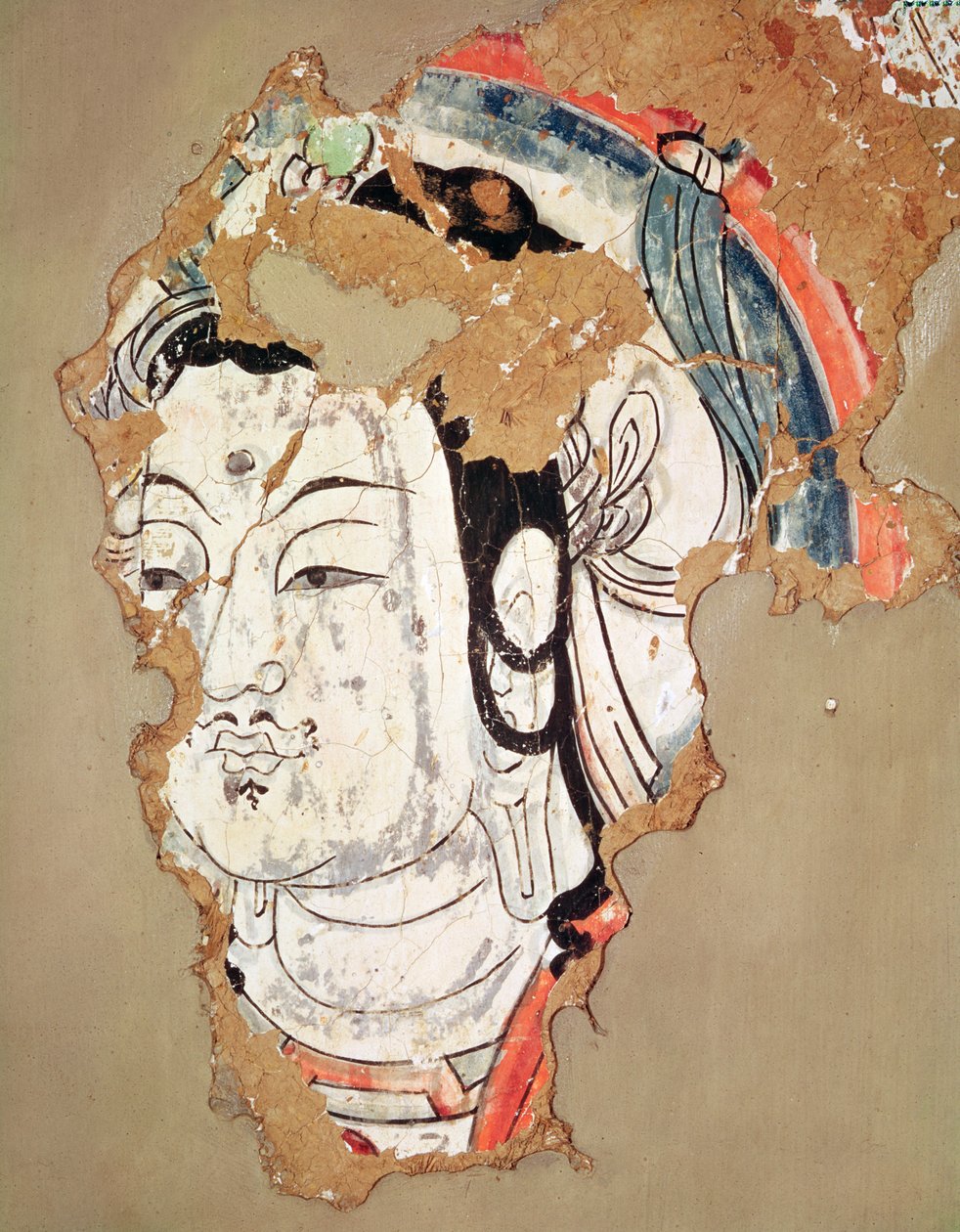 Hlava Buddhy se svatozáří, z Kao-chang, Xinjiang, čínský Turkestán, 8.-9. od Chinese School
