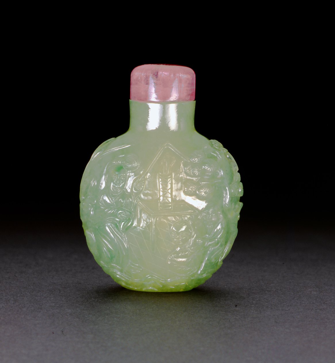 Láhev na šňupací tabák z jadeitu, cca 1780-1850 (nefrit) od Chinese School