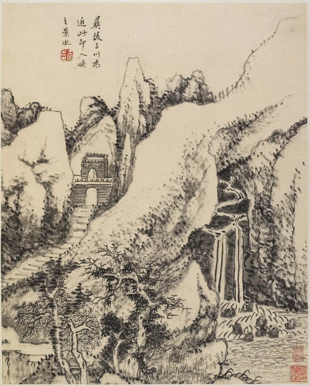 Krajina (inkoust na papíře) od Chinese School
