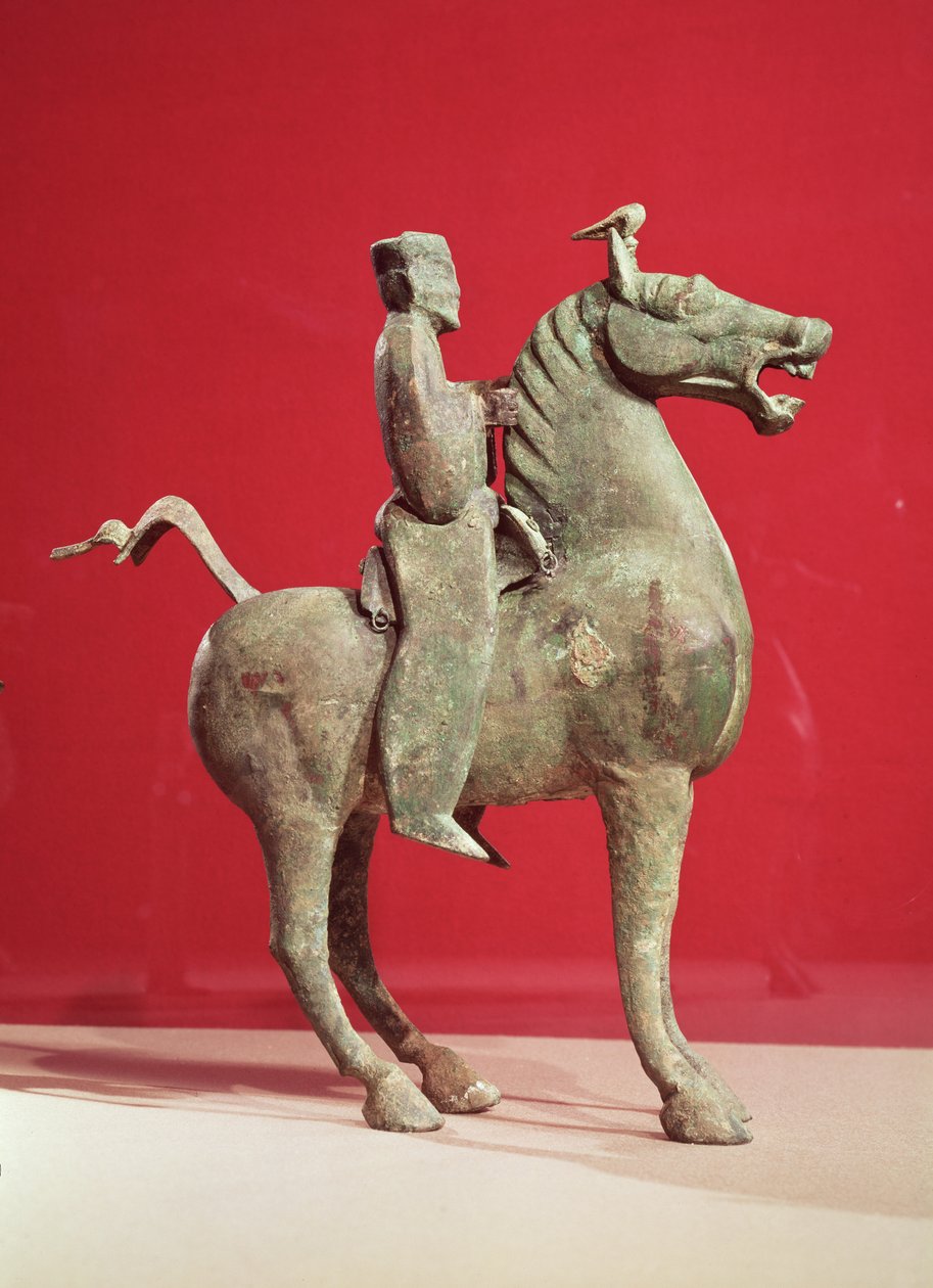 Muž na koni, z Wu-wei, Kansu, dynastie Východní Chan (bronz) od Chinese School