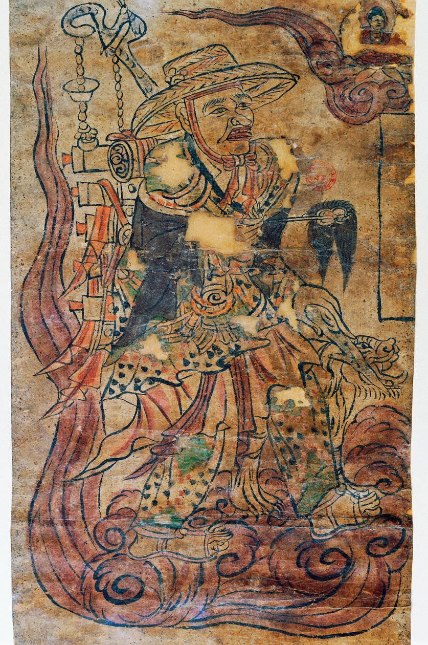 Poutnický mnich, miniatura, Dunhuang, čínská civilizace, 9. století od Chinese School