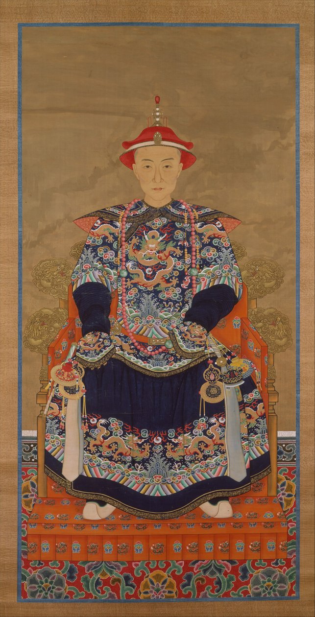 Portrét císaře Qianlong jako mladého muže, závěsný svitek od Chinese School