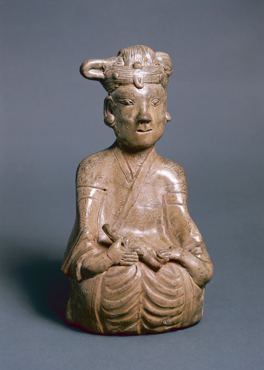 Sedící postava, Western Jin, 265-316 (greenware) od Chinese School