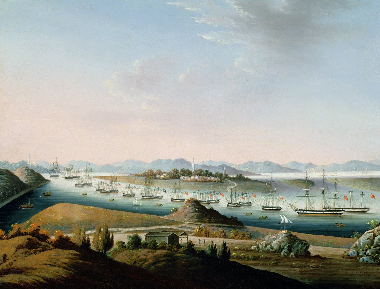 Pohled na Whampoa, asi 1840 od Chinese School