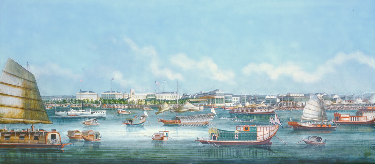 Pohled na nábřeží v Kantonu, c.1855 od Chinese School
