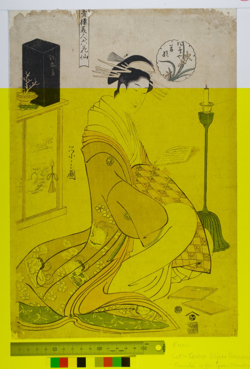 Krásky zelených domů jako šest básníků (Seiro bijin rokkasen). c.1794-1795 (dřevořez na papíře) od Chobunsai Eishi