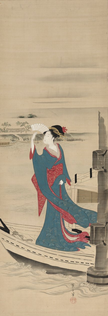 Kráska ve člunu na řece Sumida, konec 18. století – začátek 19. století. od Chobunsai Eishi