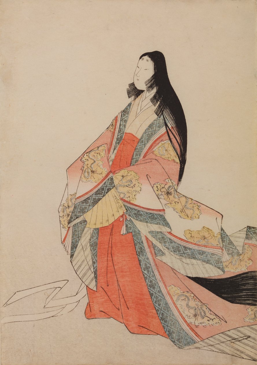 Dvorní dáma, ilustrace z alba: Třicet šest básnířek / Nishiki-zuri onna sanju rokkasen e-zukushi od Chobunsai Eishi