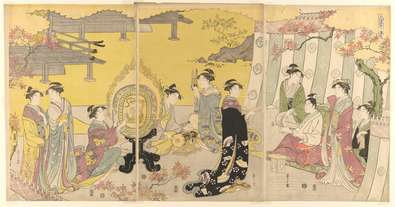 Momiji no ga, ze série „Módní parodie na příběh Genji (Furyu yatsushi Genji)“ od Chobunsai Eishi
