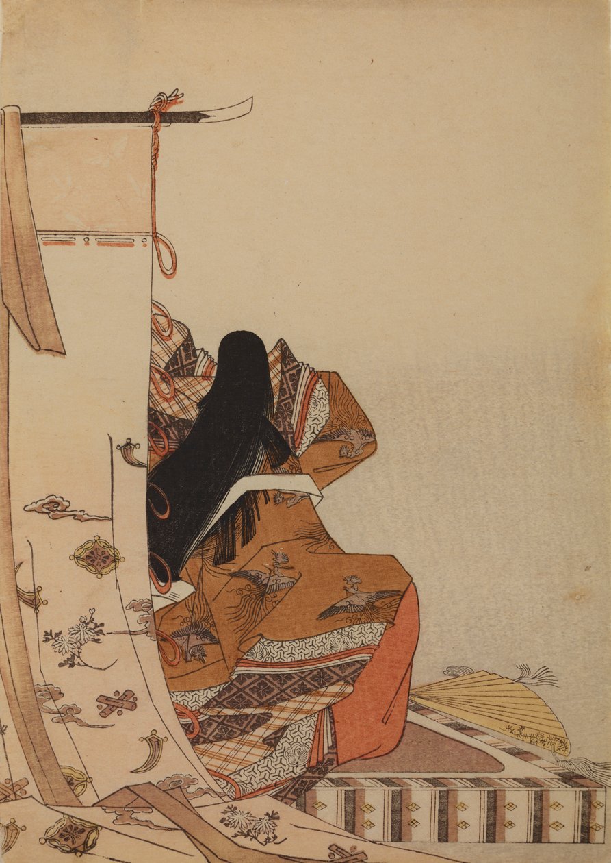 Básnířka Shikishi Naishinno, z alba: Nishikizukuri onna sanjurokkasen ezukushi od Chobunsai Eishi