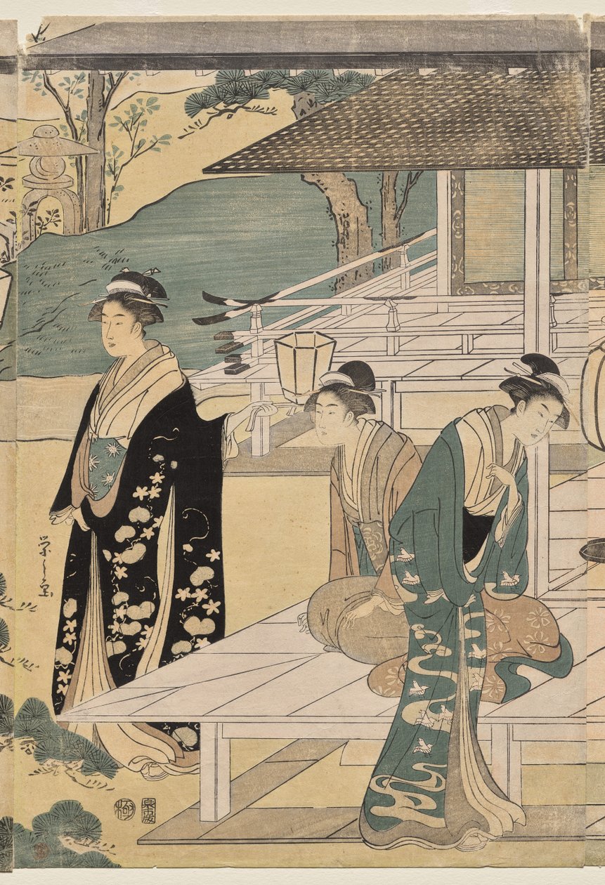 Kapitola Matsukaze z Příběhu Genjiho (ze série Příběh Genjiho v elegantních moderních šatech) od Chobunsai Eishi
