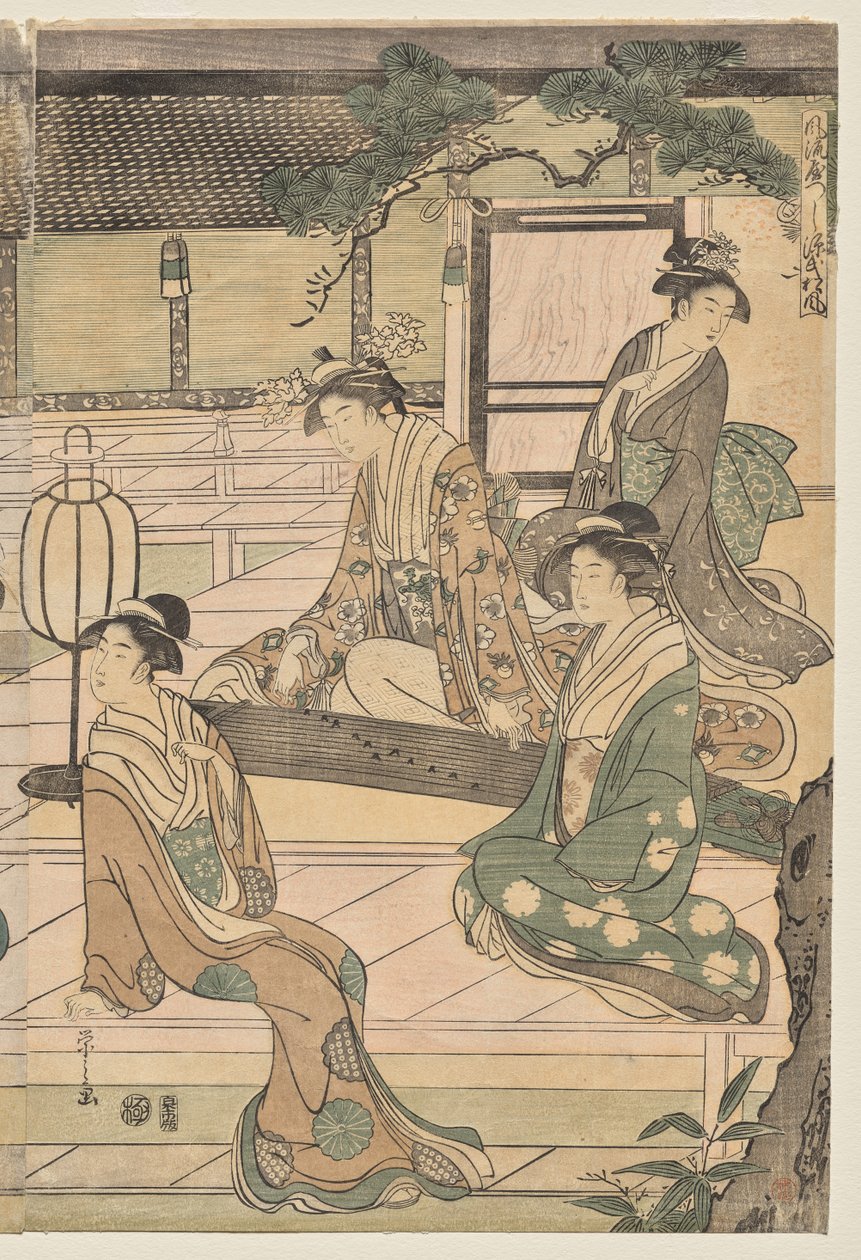 Kapitola Matsukaze v příběhu Genji (ze série Příběh o Genji v elegantním moderním oblečení) od Chobunsai Eishi