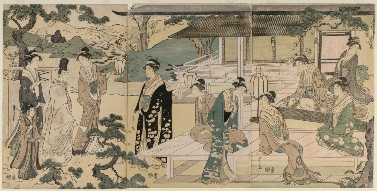 Kapitola Matsukaze Tale of Genji ze série The Tale of Genji, c. 1791. od Chobunsai Eishi