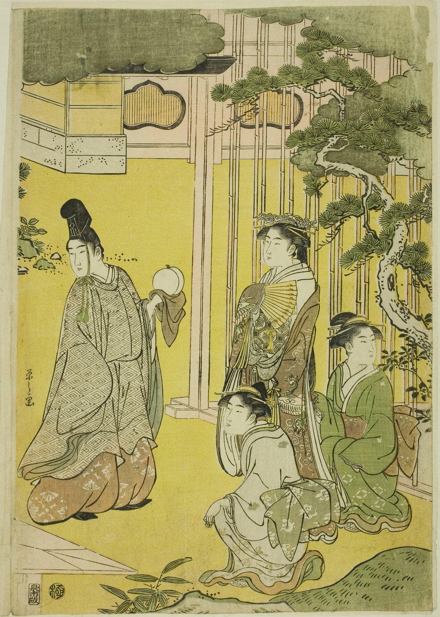 Wakana, část 1 (Wakana, jo), ze série "Módní parodie na příběh Genji (Furyu yatsushi Genji)" od Chobunsai Eishi