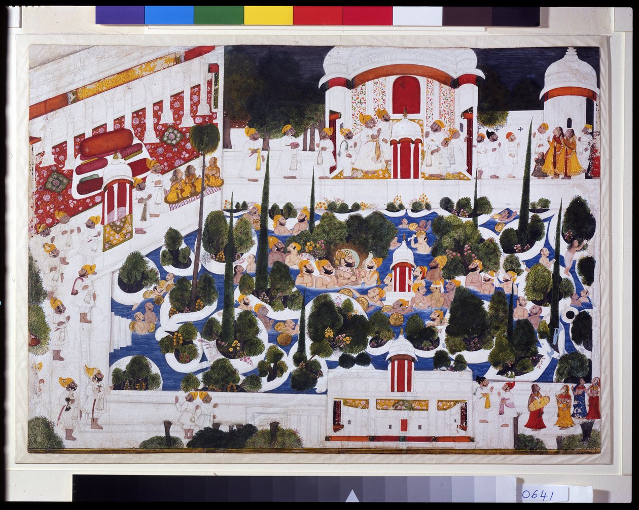 Maharana Bhim Singh dovádí se šlechtici v palácovém bazénu od Chokha Chokha