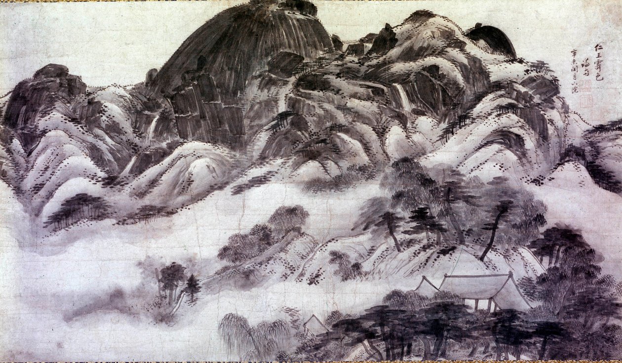 Art coreen: Mount Inwang. Tisky Chong Son (1676-1759). 18. století. Kolekce Jai Hyang John od Chong Son