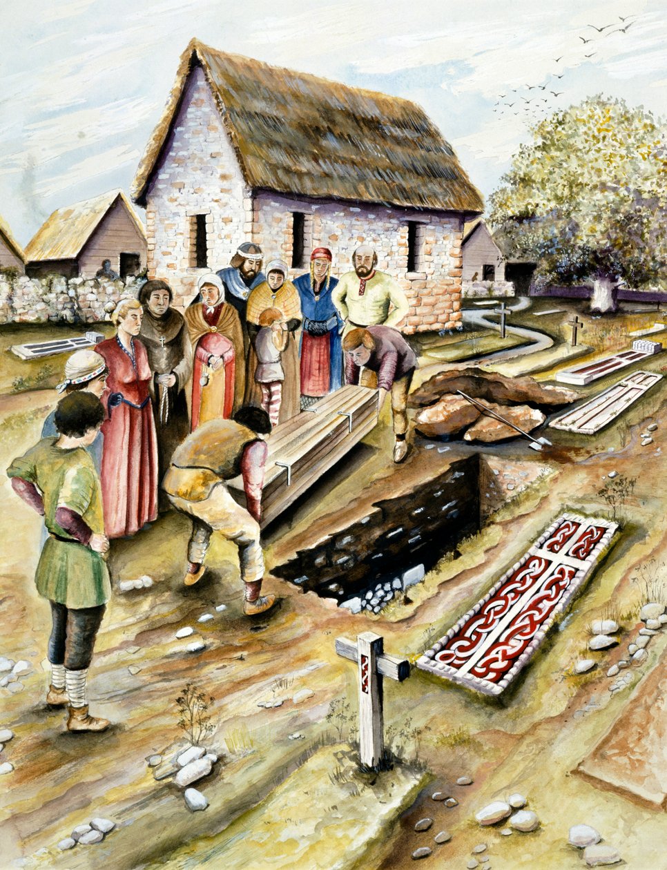 Vikingský pohřeb na hřbitově, York, Yorkshire, 10. století c2000 od Chris Evans