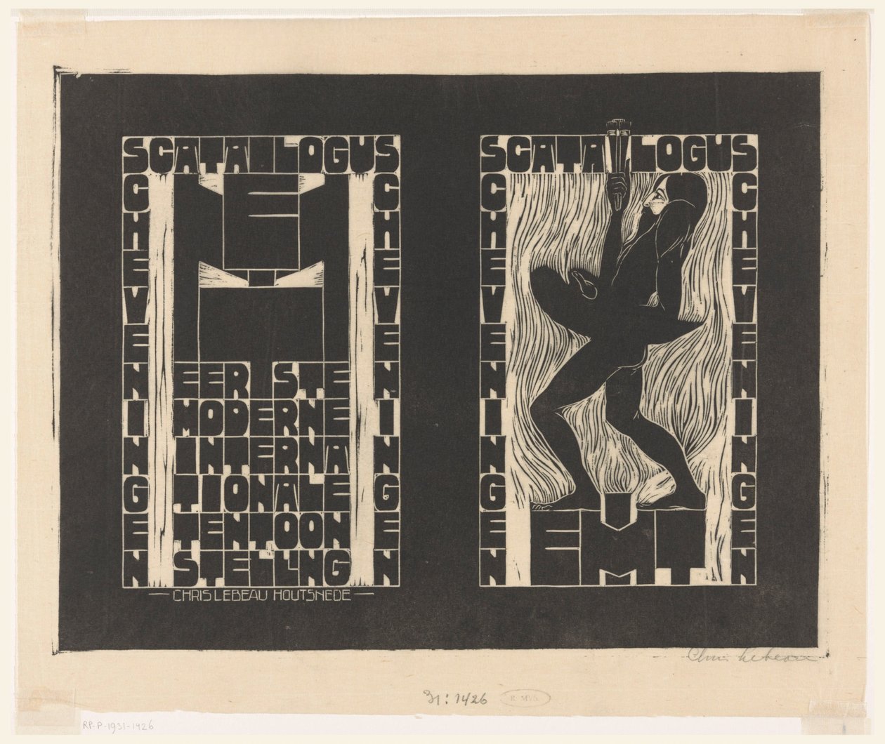 Obálka katalogu pro první moderní mezinárodní výstavu (EMIT) v Scheveningenu Katalog EMIT první moderní mezinárodní výstava (název na objektu) od Chris Lebeau (signed by artist)