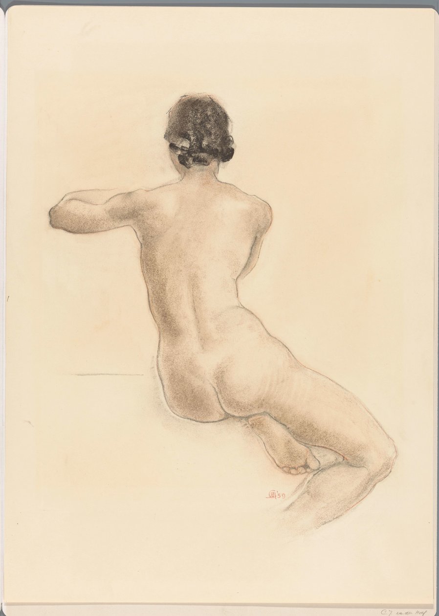 Sedící nahá žena od Chris van der Hoef (signed by artist)