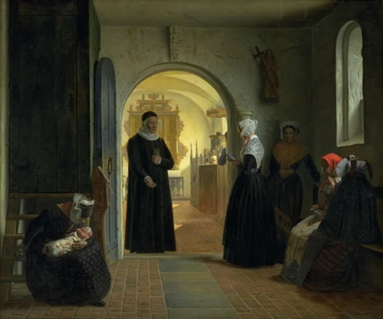 Slavnostní shromáždění ženy po porodu od Christen Dalsgaard