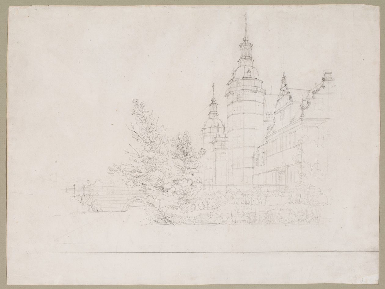 Zámek Frederiksborg. Party v Møntbroen od Christen Købke