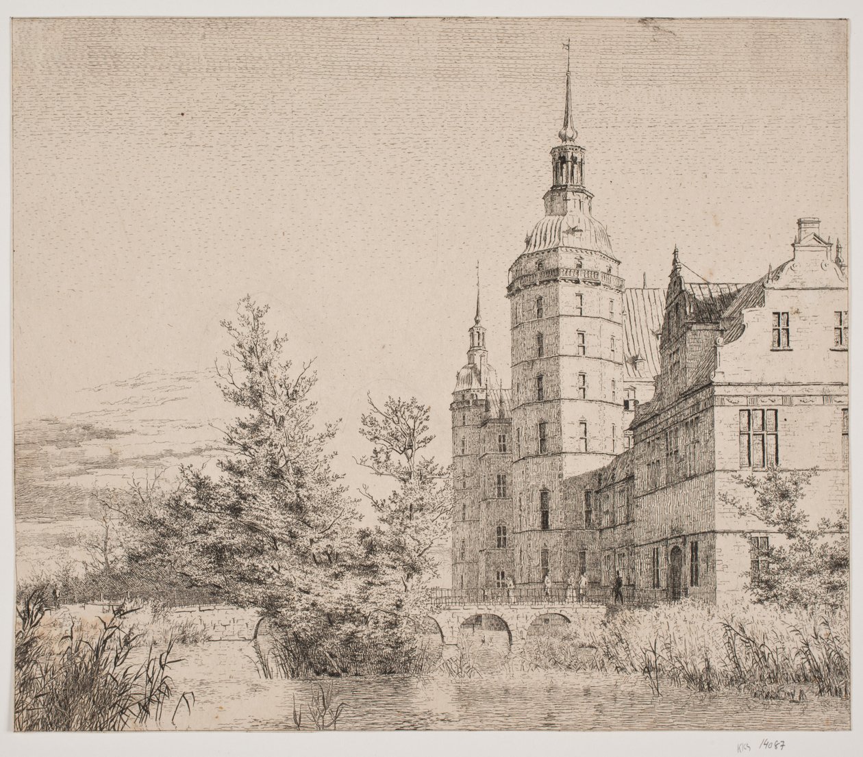 Zámek Frederiksborg. Party v Møntbroen od Christen Købke