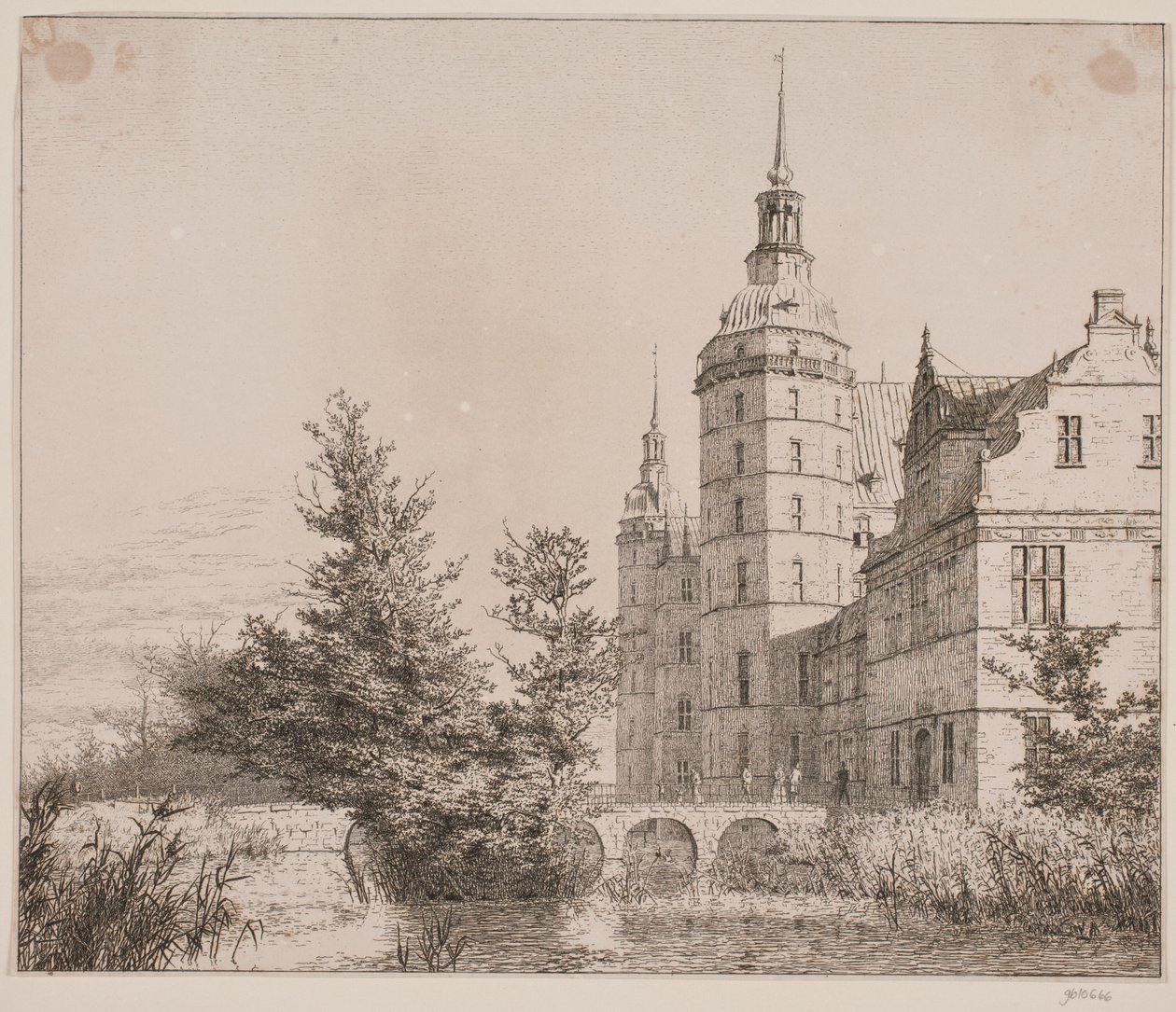 Zámek Frederiksborg. Party v Møntbroen od Christen Købke