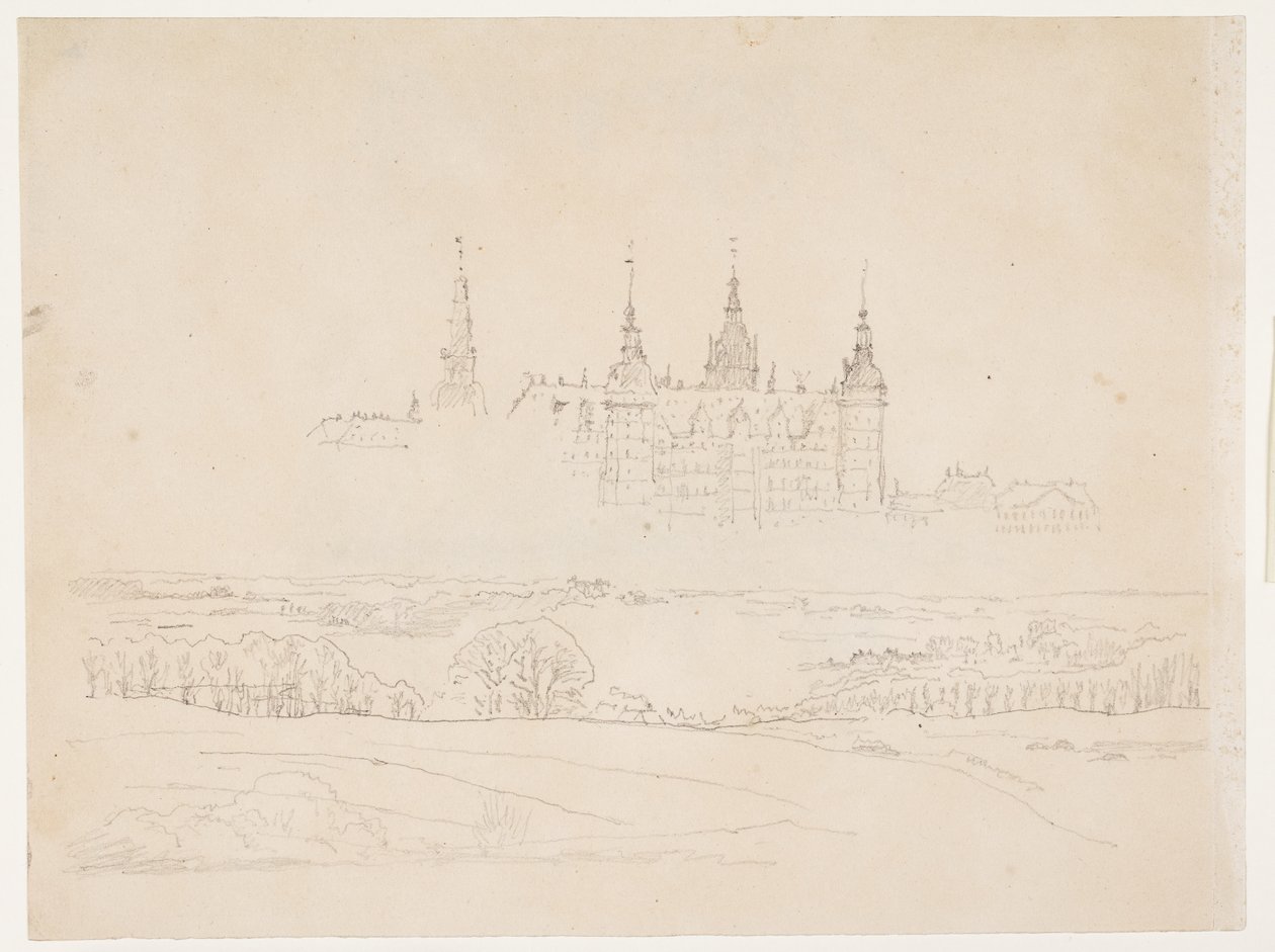 Studie pro Glyptotekův "Podzimní krajina. Zámek Frederiksborg uprostřed" od Christen Købke