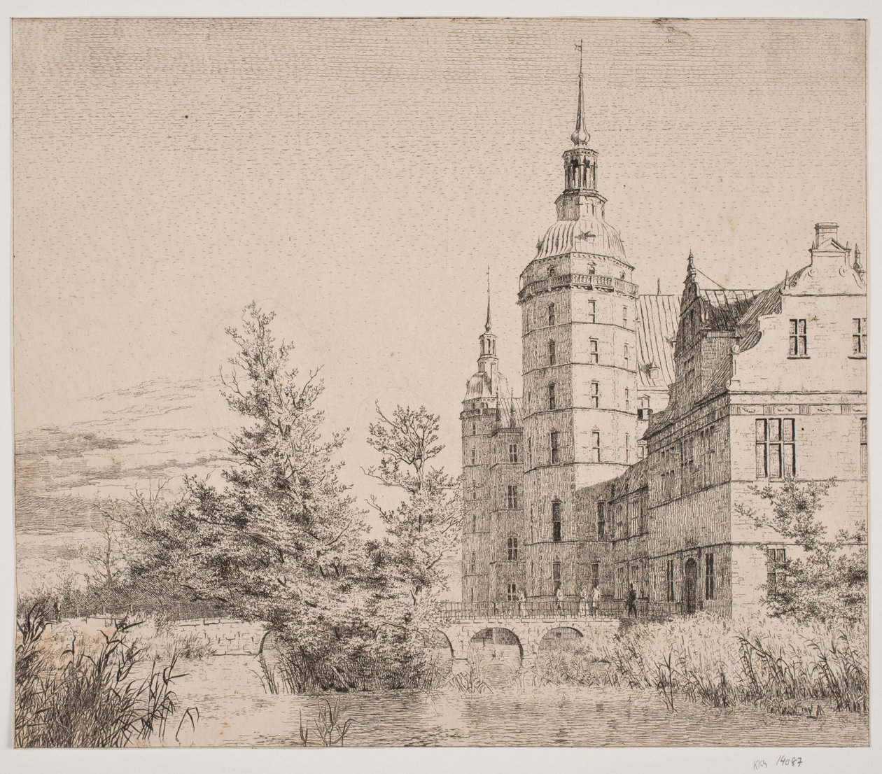 Zámek Frederiksborg. Party v Møntbroen od Christen Købke
