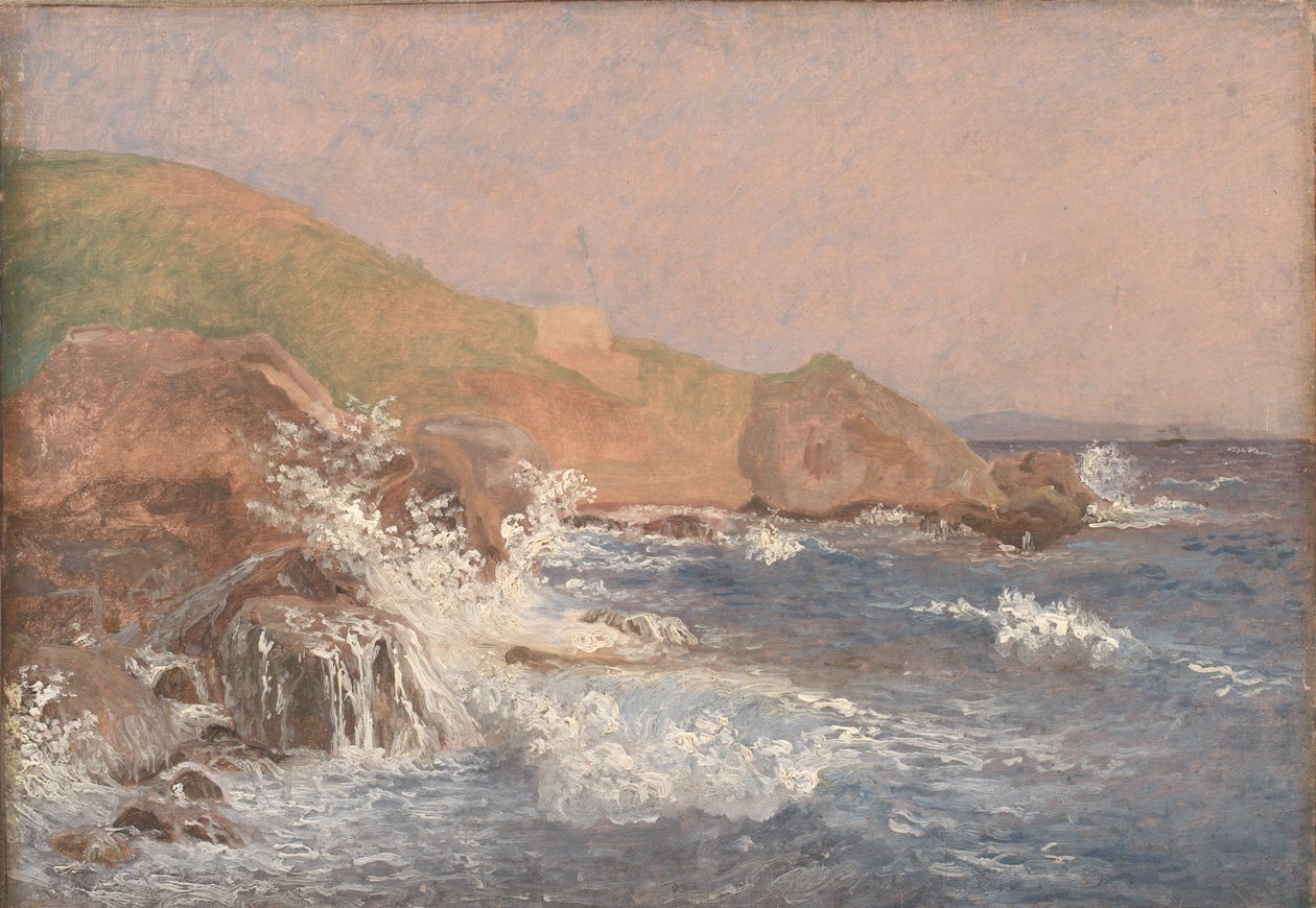 Rozbouřené moře na skalnatém pobřeží, Capri od Christen Købke