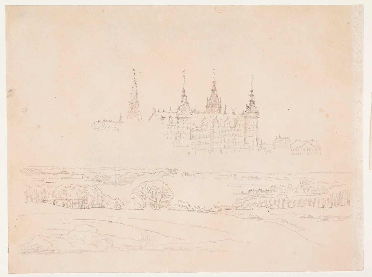 Studie pro Glyptotekův "Podzimní krajina. Zámek Frederiksborg uprostřed" od Christen Købke