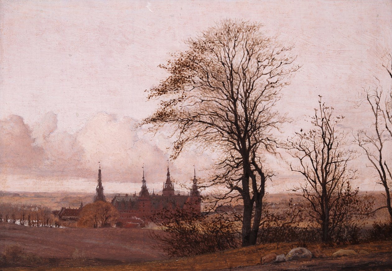 Podzimní Krajina. Frederiksborg Castle ve střední vzdálenosti, 1837-1838 od Christen Schjellerup Købke