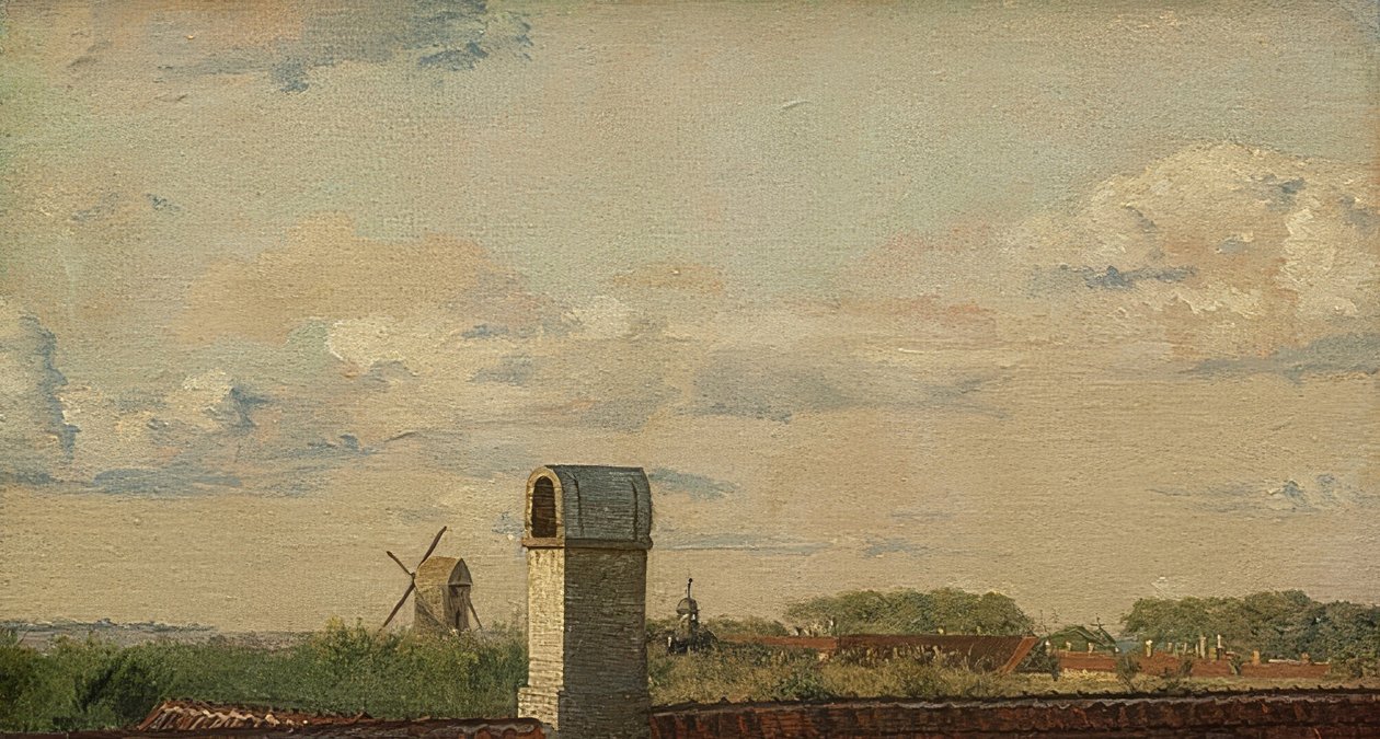 Pohled z okna na kodaňském zámku Toldbodvej. Kolem roku 1833 od Christen Schjellerup Købke