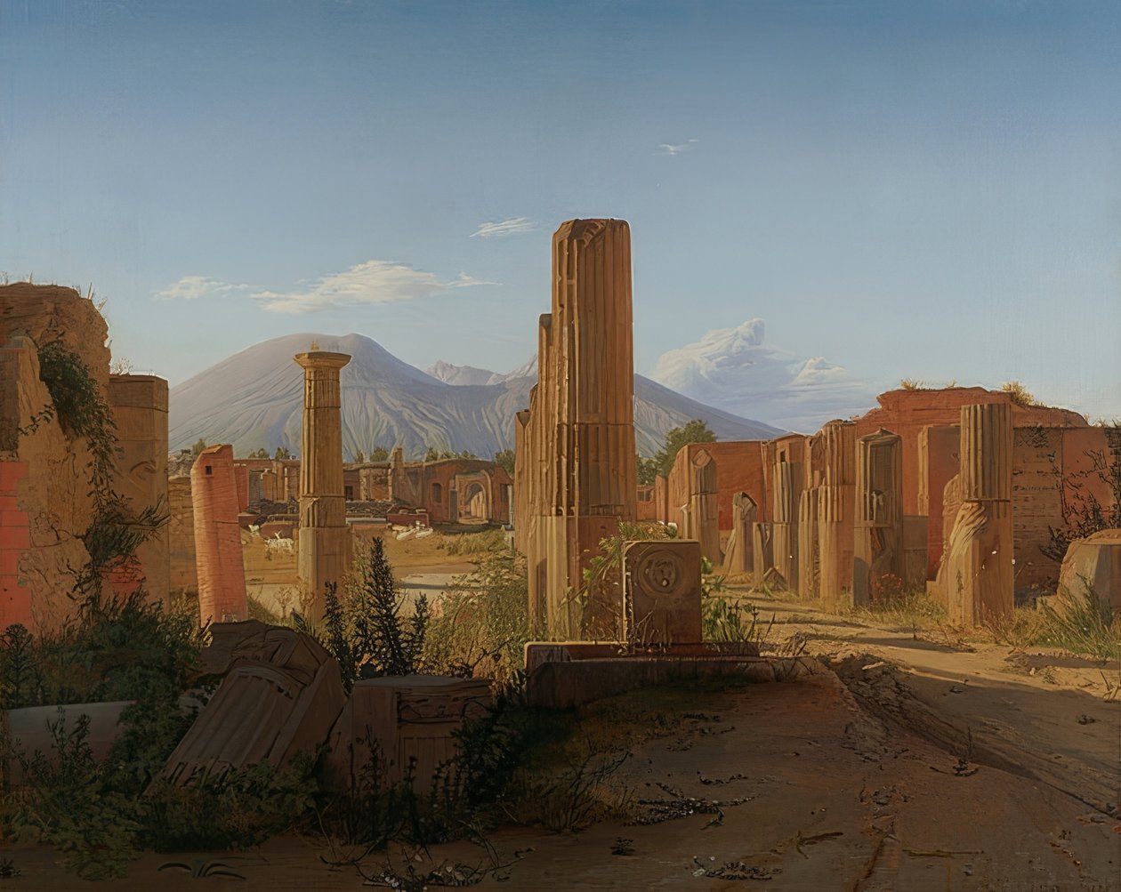 Pompejské fórum s Vesuvem v pozadí. 1841 od Christen Schjellerup Købke