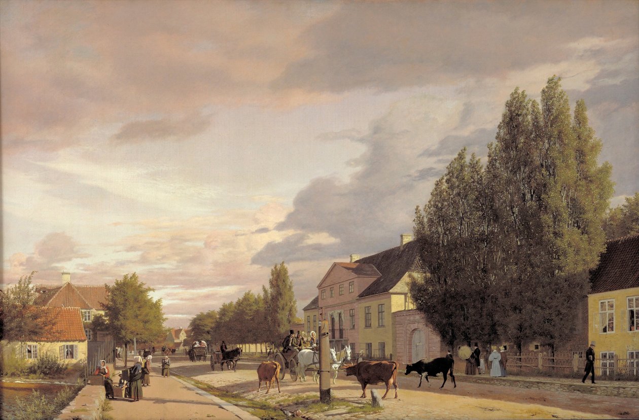 Pohled na ulici v Østerbro mimo Kodaň. Ranní světlo, 1836 od Christen Schjellerup Købke