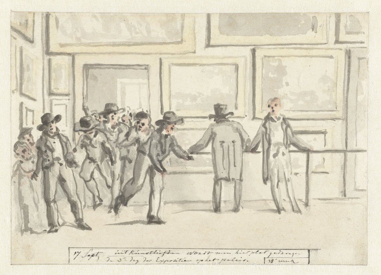 Návštěvníci na výstavě umění v Amsterdamu v roce 1808 od Christiaan Andriessen