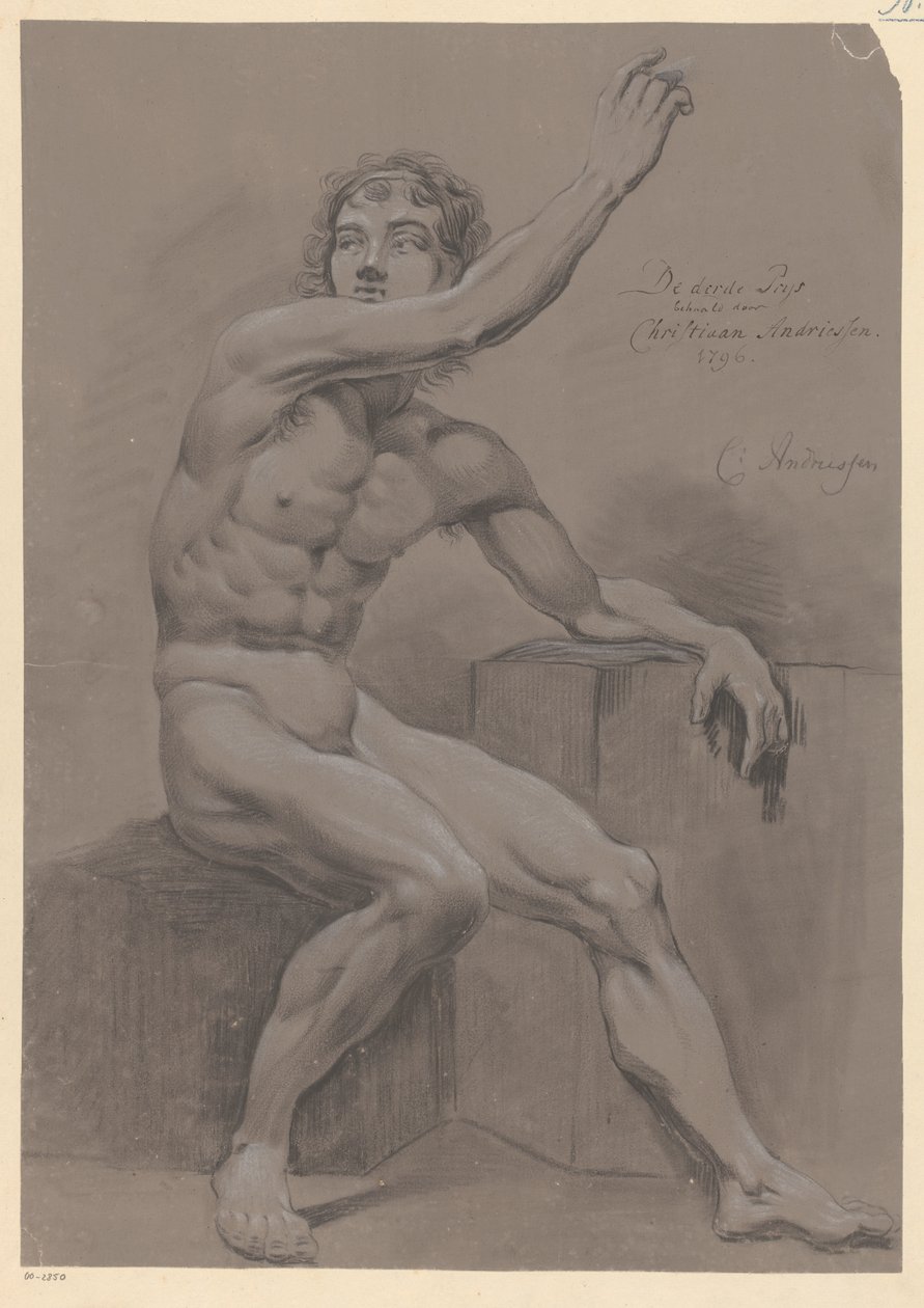 Sedící mužský akt, boční pohled (3. cena 1796) od Christiaan Andriessen