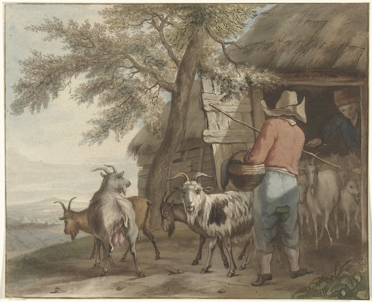 Pastýř koz ve stodole od Christiaan Josi