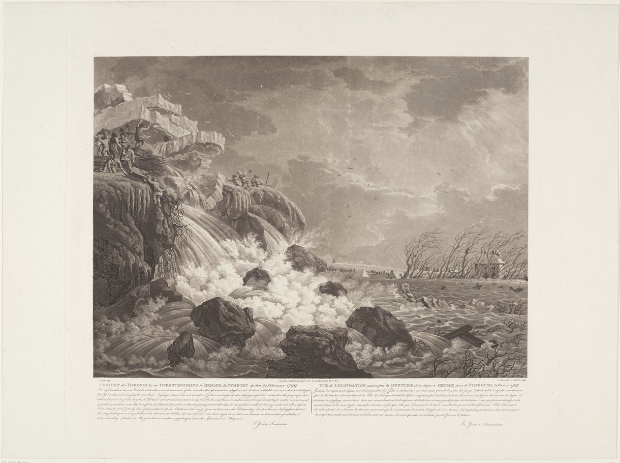 Pohled na Dykrupture and Floodure u Bemmel od Nymegen 21. února 1799 / Vue de L