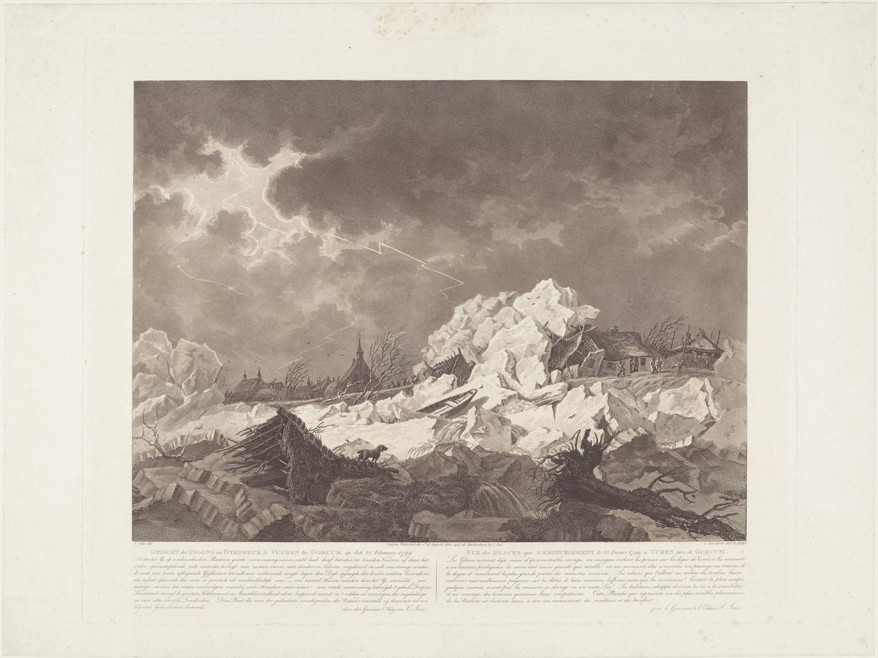 Pohled na Ysgang a Dykbreak u Vuuren od Gorcuma dne 22. února 1799 / Vue des Glaces qui S