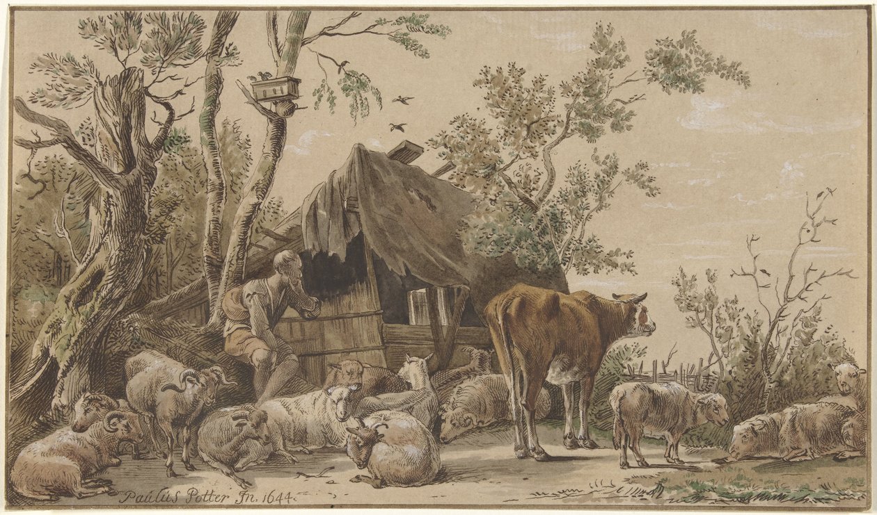 Ovčák ve stáji od Christiaan Josi