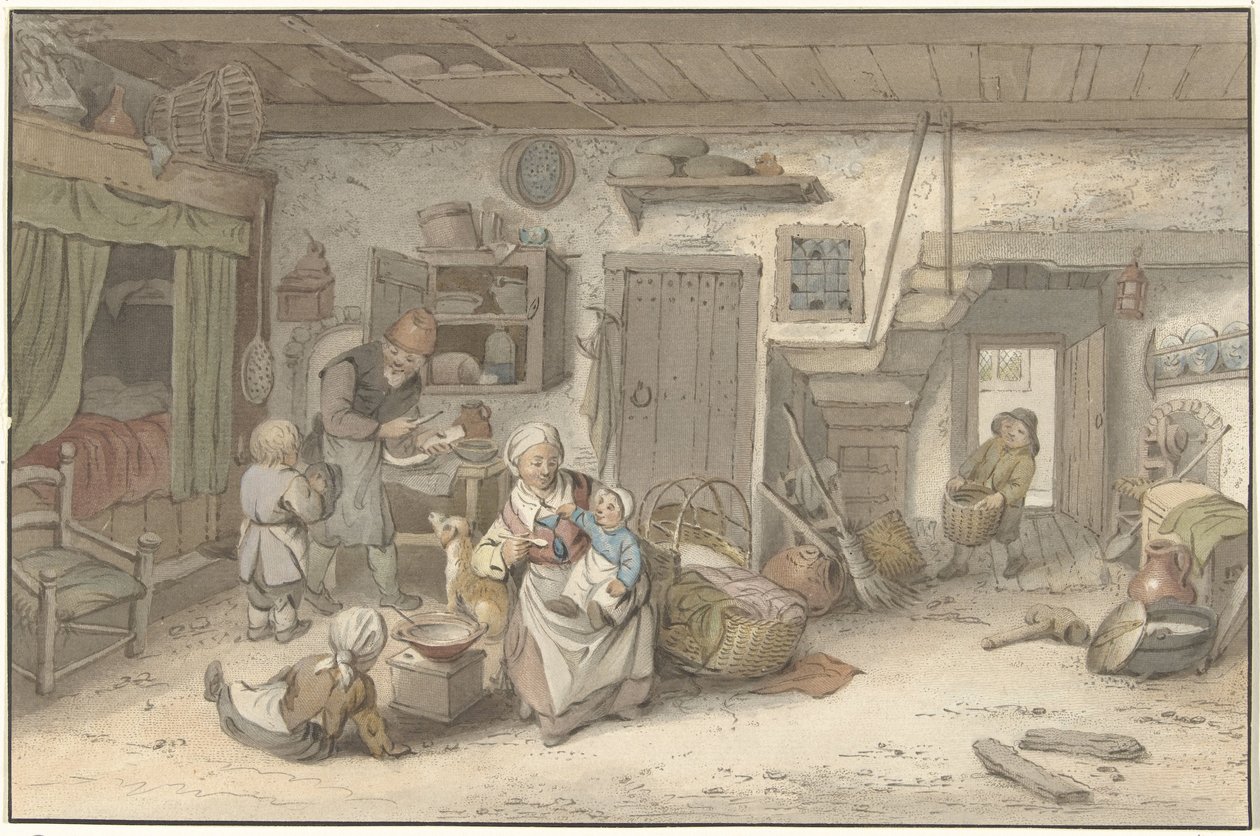 Interiér s rolnickou rodinou od Christiaan Josi