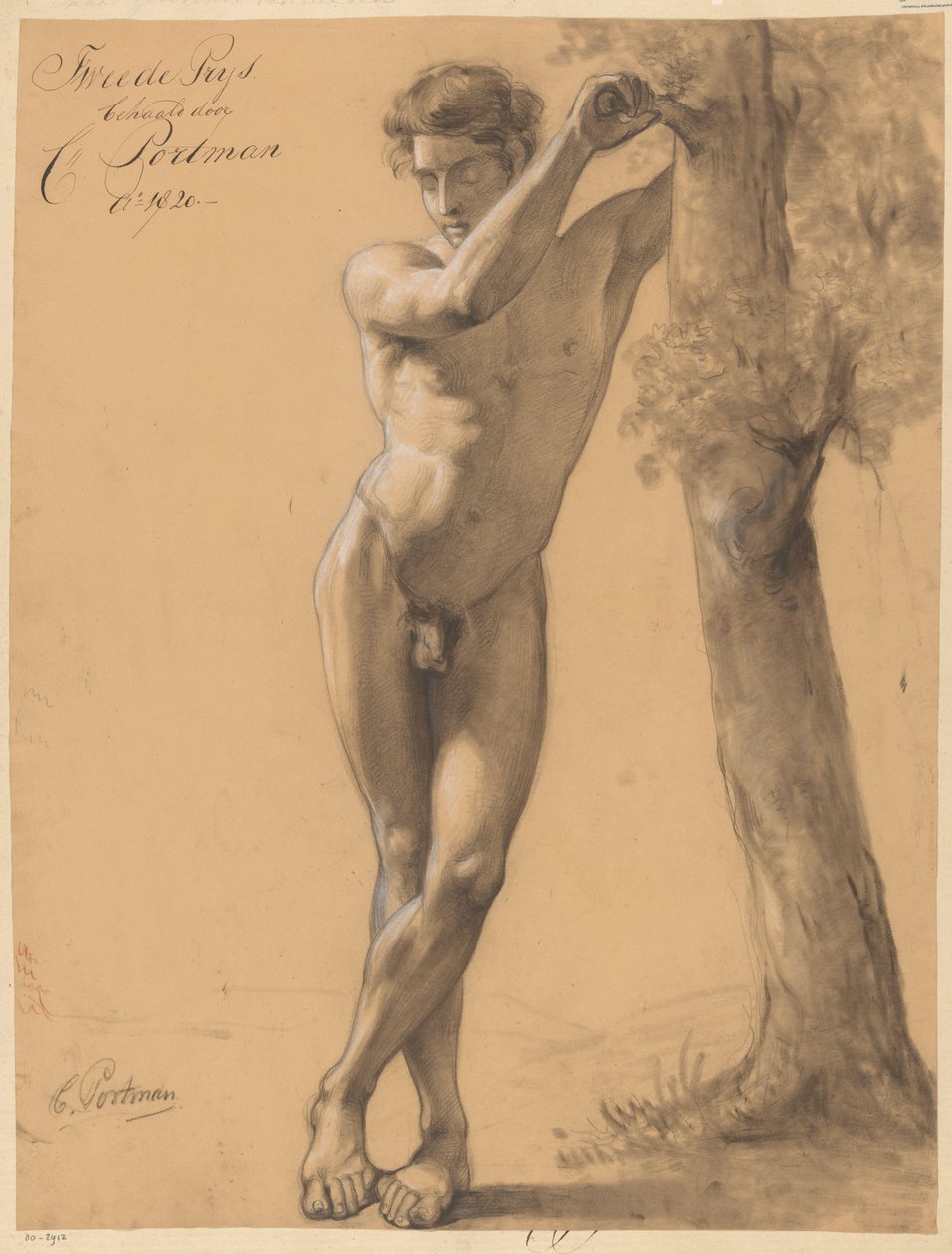 Stojící mužský akt, při pohledu zepředu (2. cena 1820) od Christiaan Julius Lodewijk Portman