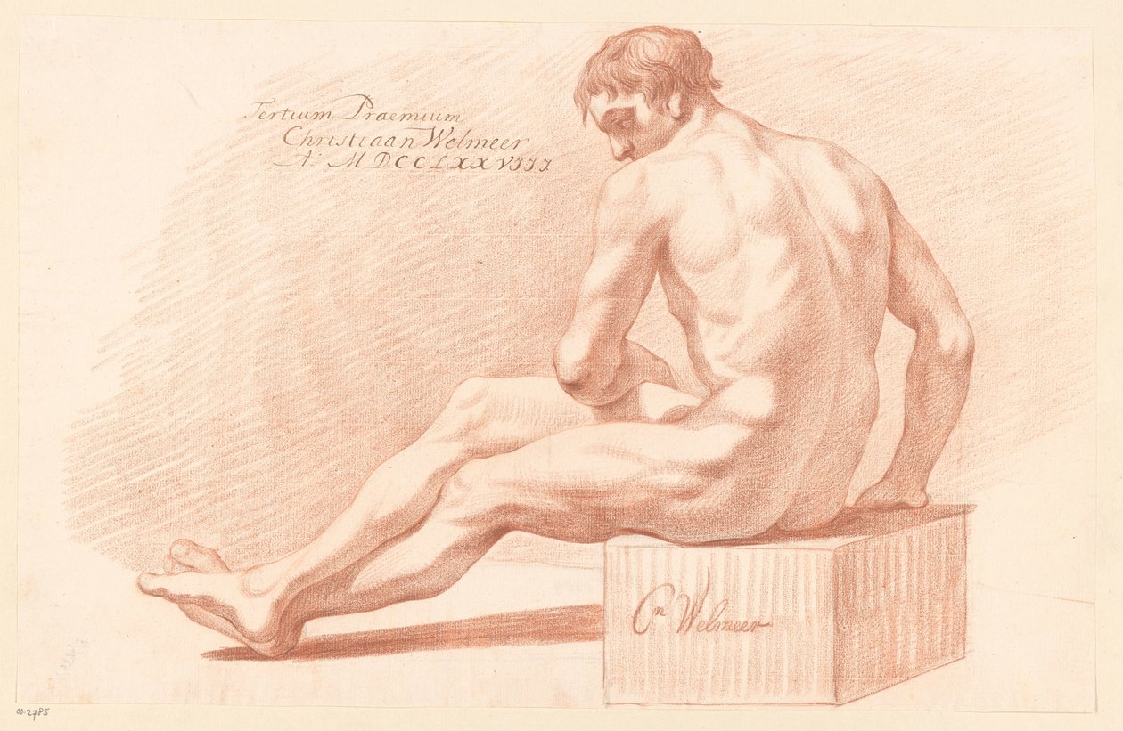 Sedící mužský akt, boční pohled (3. cena 1778) od Christiaan Welmeer