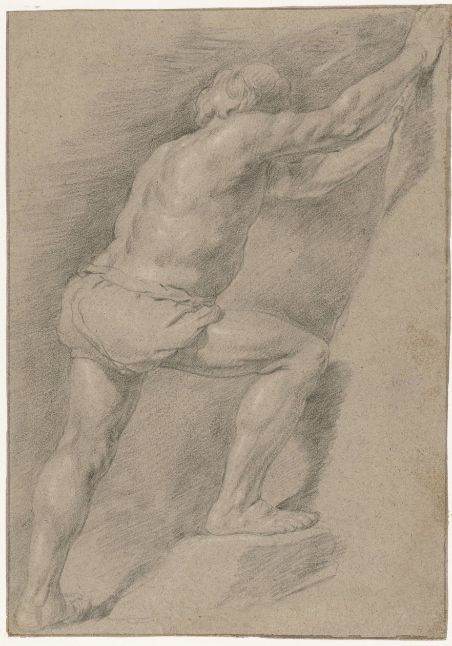 Studie nahého muže se zvednutou nohou od Christiaen Gillisz. van Couwenberg (attributed to)