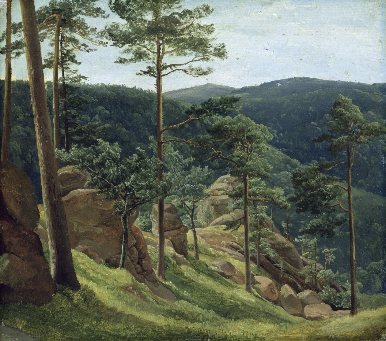 Pohled na Mount Brocken, 1829 (olej na papíře na desce) od Christian Ernst Bernhard Morgenstern