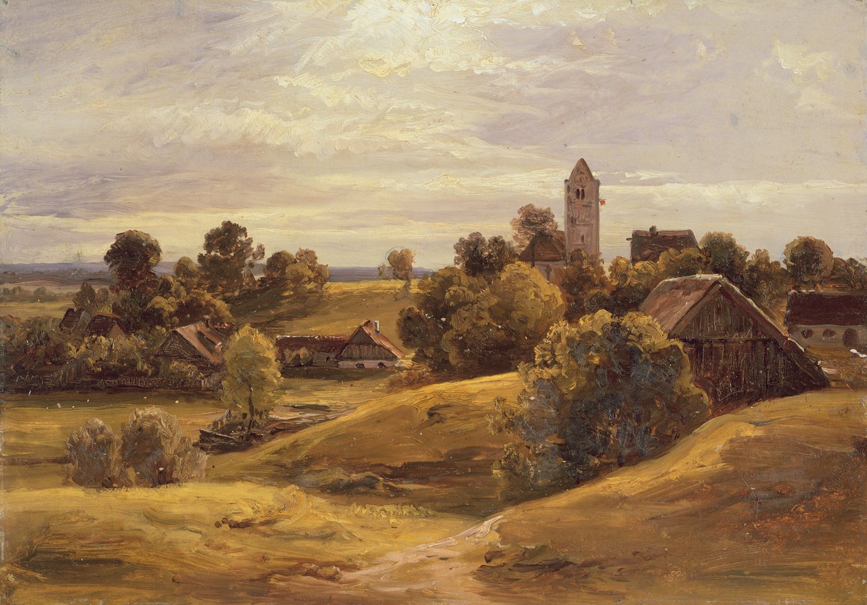 Vesnice u Dachau, 1859 (olej na papíře položený na kartonu) od Christian Ernst Bernhard Morgenstern