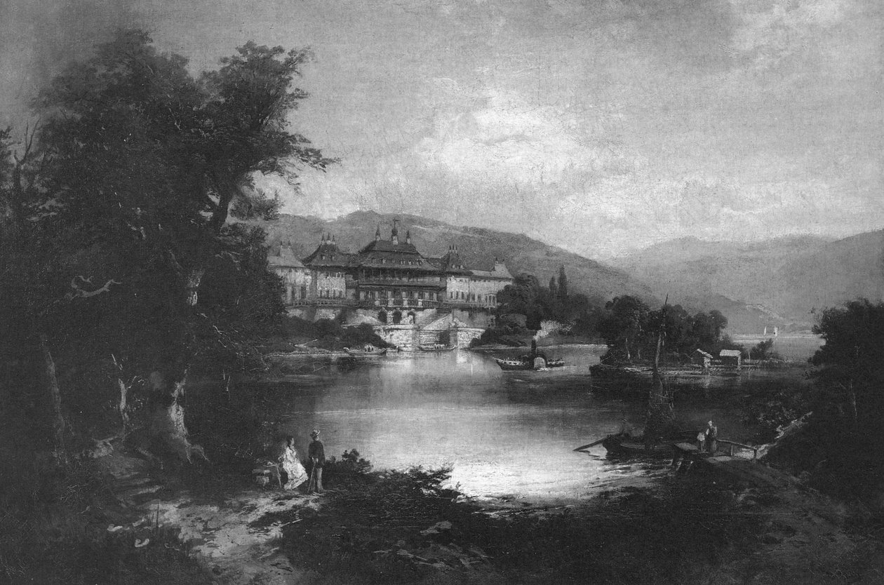 Pohled na hrad Pillnitz s parní lodí od Christian Friedrich Gille