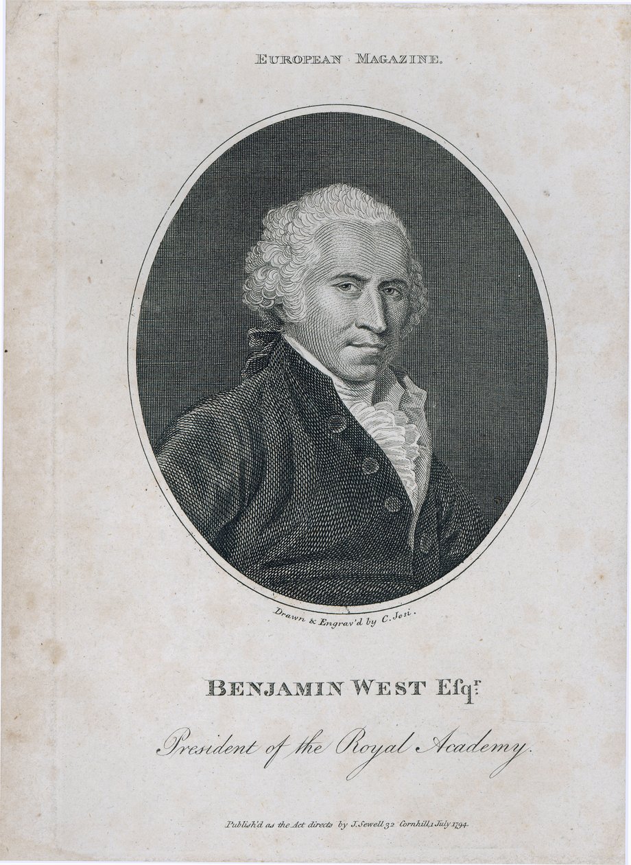 Portrét Benjamina Westa (1738-1820), prezidenta Královské akademie, vyrytý umělcem, 1794 od Christian Josi