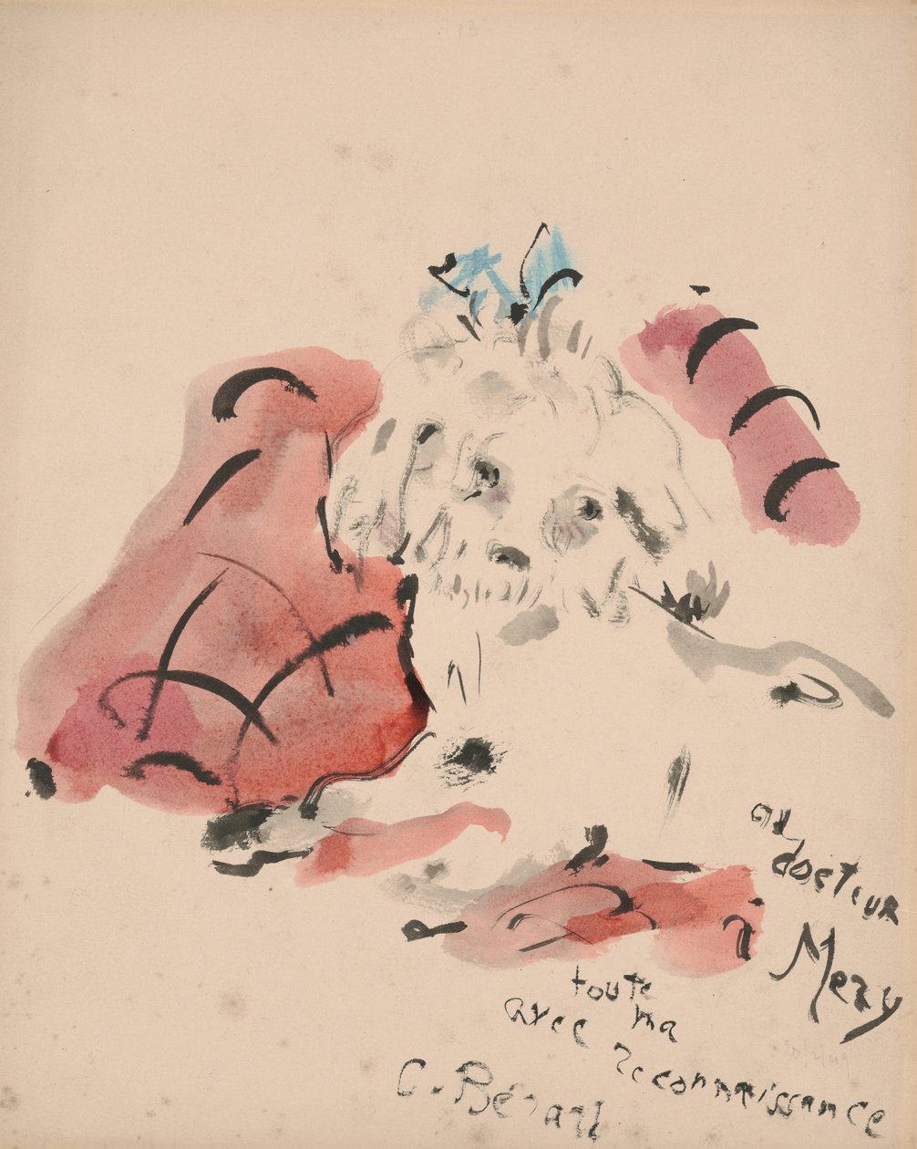 Petit chien (recto) (olejový pastel, akvarel, štětec a tuš na papíře) od Christian Bérard